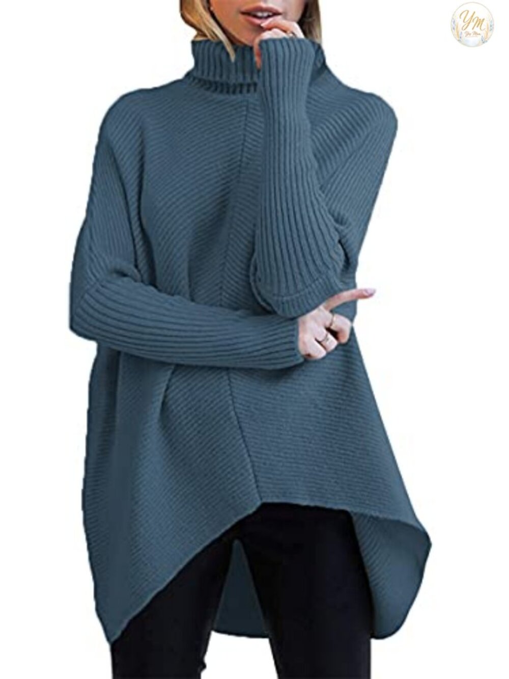 Oversized Turtleneck Sweater Batwing Tunic Pullover 50% Viscose 30% Nylon 20%